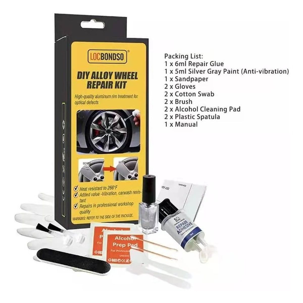 GENERICO - Kit Repara Llanta Aleación De Auto Vehiculo Plateado 215122 215122 C15 024104 A