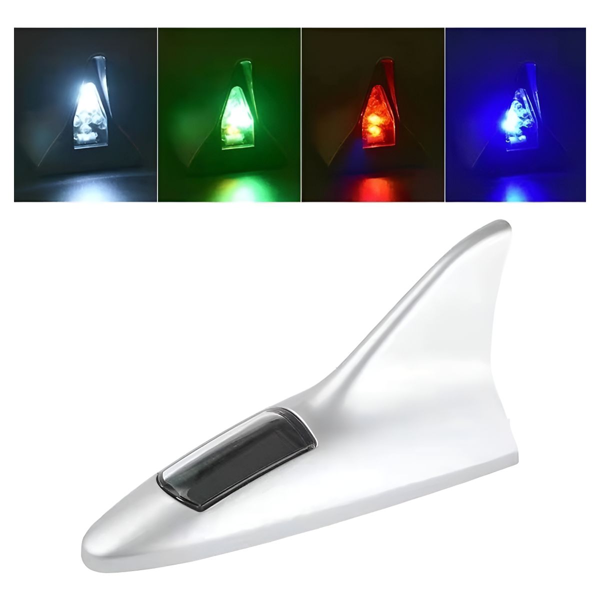 GENERICO - Antena Tipo Tiburon Foco Solar Neblinero Led Estroboscopico