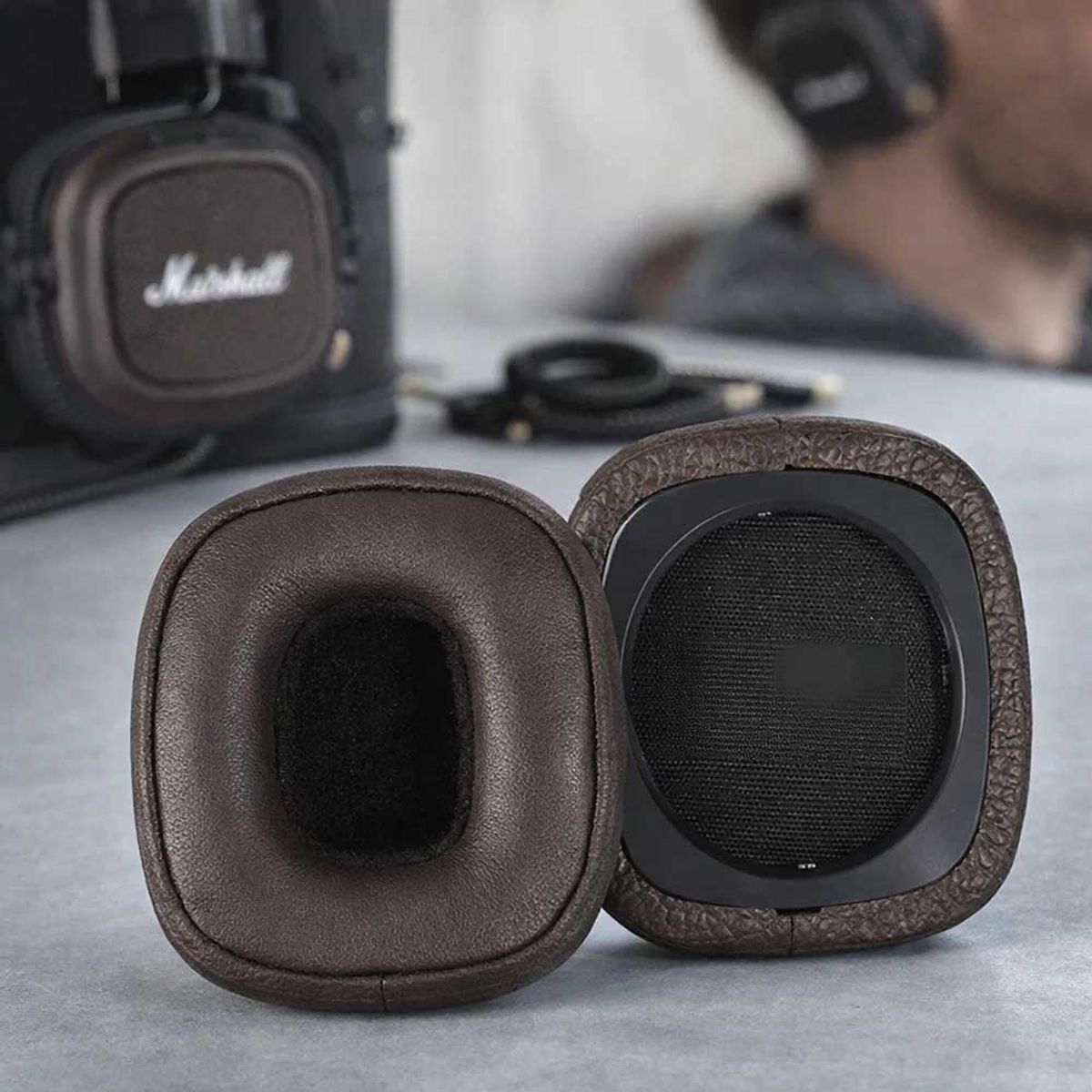 EON - Almohadillas De Repuesto Compatible Major III 3 Marshall Marrón