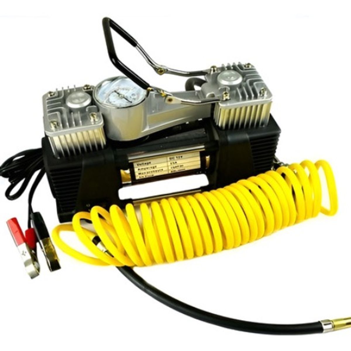 GENERICO - Compresor De Aire 12v Vehículos Neumaticos Doble Cilindro Gris - 271052