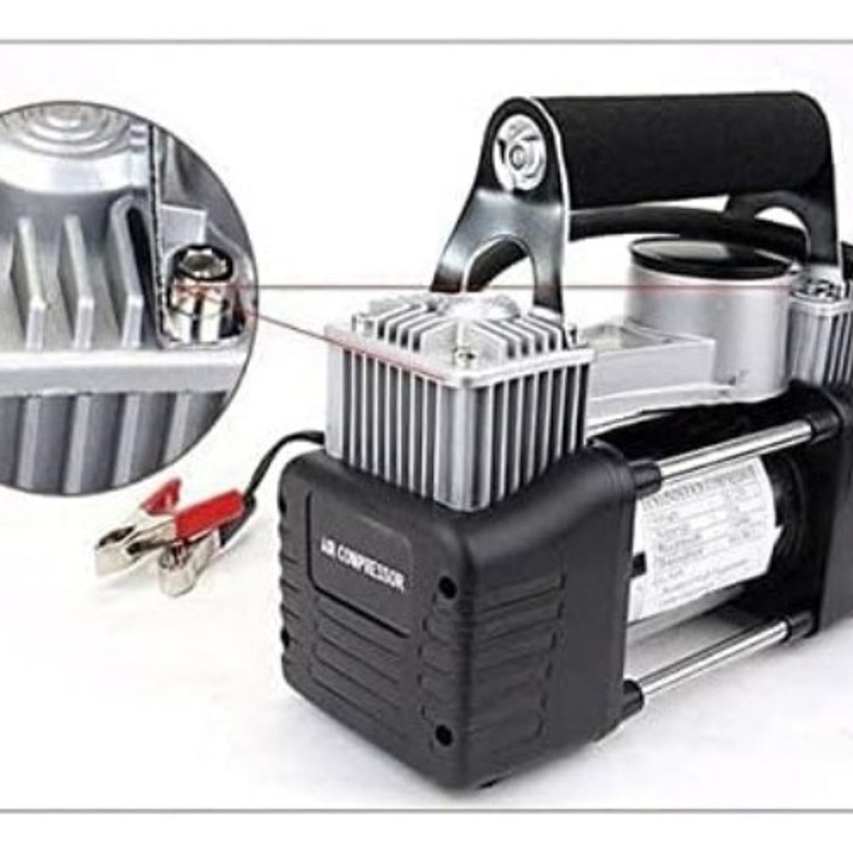 GENERICO - Compresor De Aire 12v Vehículos Neumaticos Doble Cilindro Gris - 271052