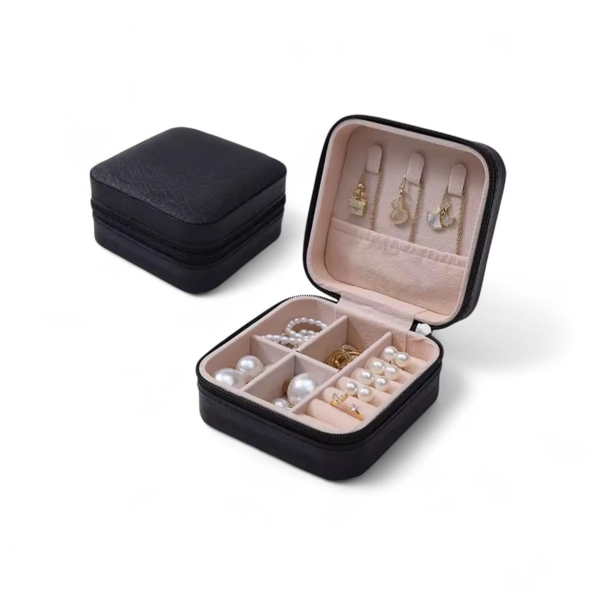 GENERICO - Joyero Portátil Organizador de Joyas para Anillos, Collares y Aretes con Cierre