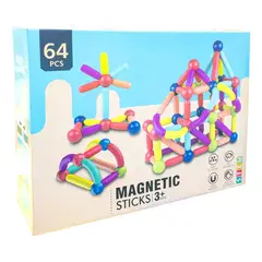 GENERICO - Set Didáctico Barras Magnéticas 64 Piezas Para Los Pequeños