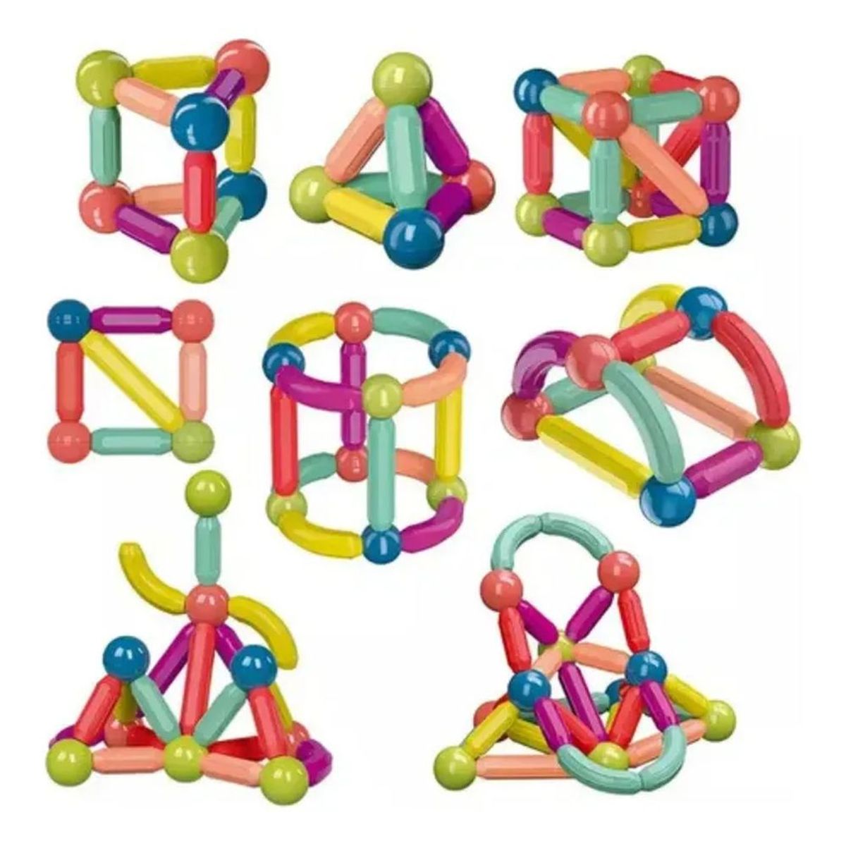 GENERICO - Set Didáctico Barras Magnéticas 64 Piezas Para Los Pequeños