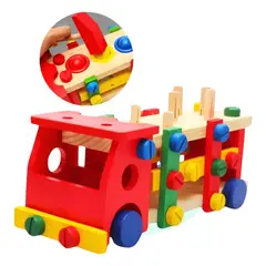 GENERICO - Camion De Encastre Madera Herramientas Y Pelotas Didáctico