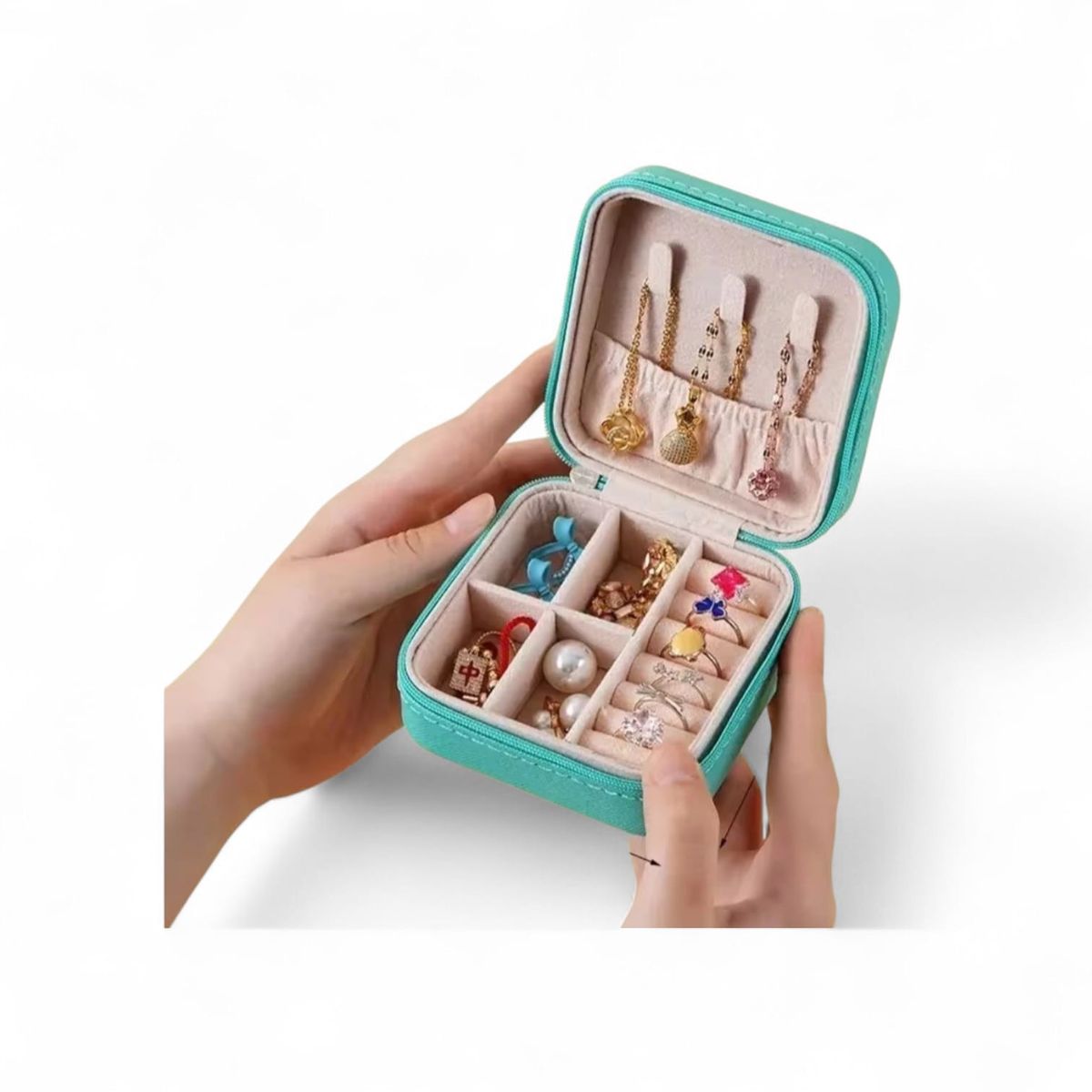 GENERICO - Joyero Portátil Organizador de Joyas para Anillos, Collares y Aretes con Cierre