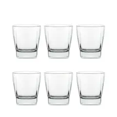 GENERICO - Set 6 Vasos Vidrio Base Cuadrada 285ml