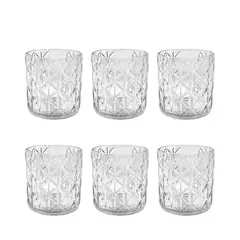 GENERICO - Set 6 Vasos Vidrio Piramides Transparente 326ml