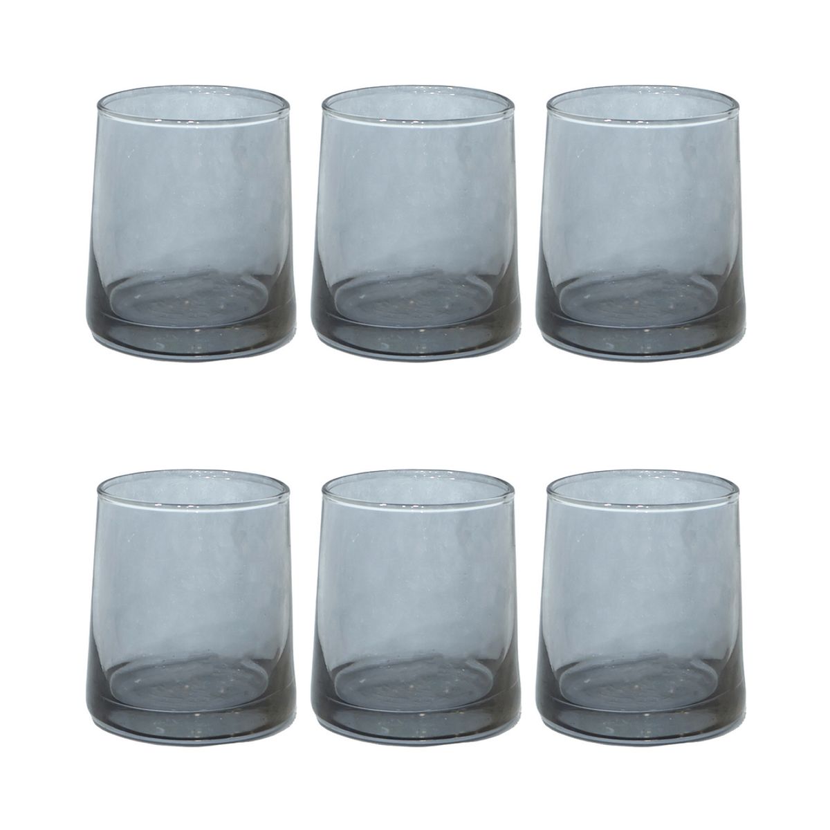 GENERICO - Set 6 Vasos Vidrio Redondo Gris 240ml