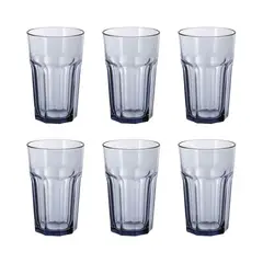 GENERICO - Set 6 Vasos Vidrio Gris 400ml