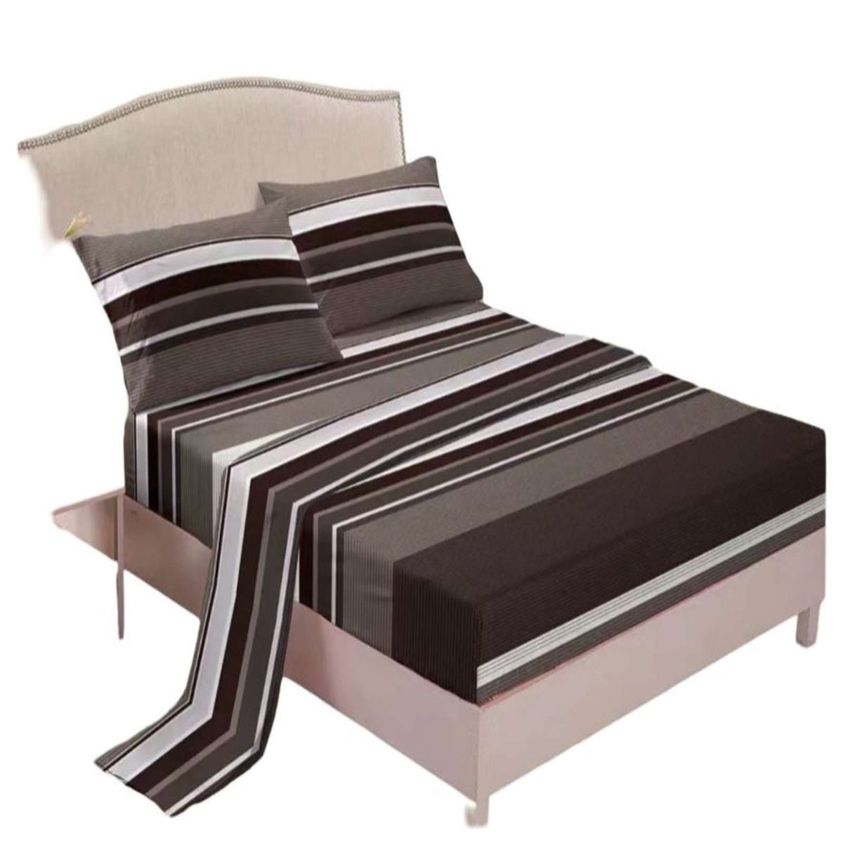 GENERICO - SET DE SABANAS 2OO HILOS KING CON DISEÑO S12