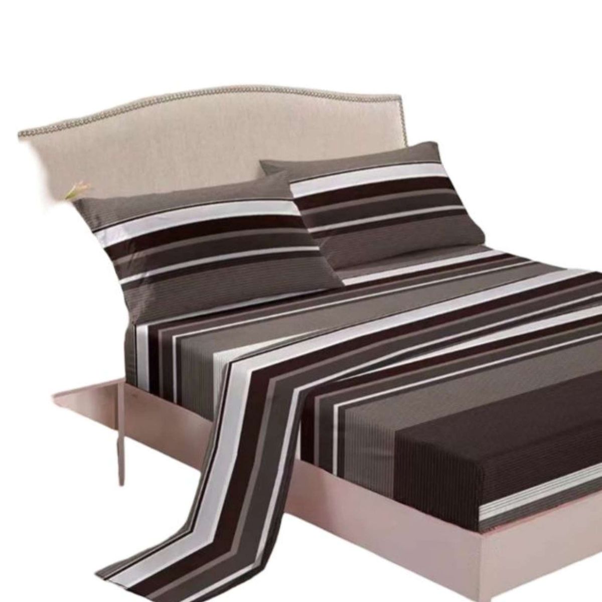 GENERICO - SET DE SABANAS 2OO HILOS KING CON DISEÑO S12