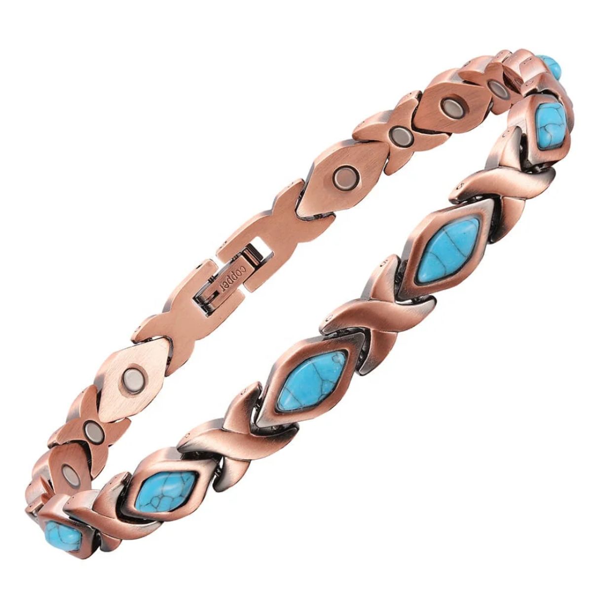 GENERICO - Pulsera terapia magnetica cobre mujer turquesa calidad