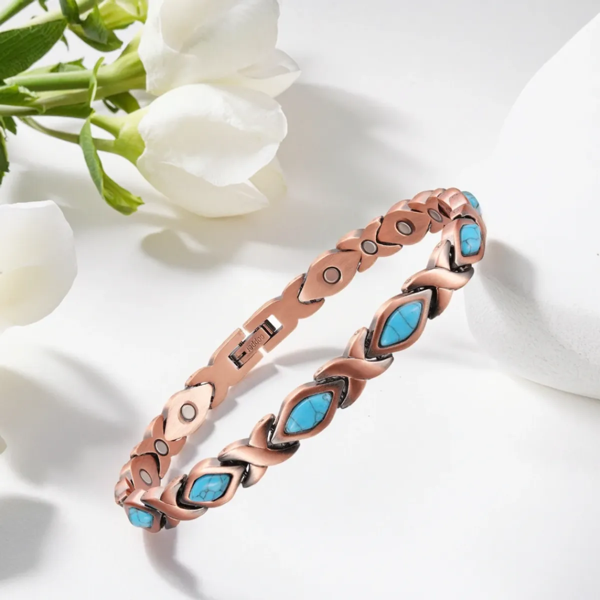 GENERICO - Pulsera terapia magnetica cobre mujer turquesa calidad