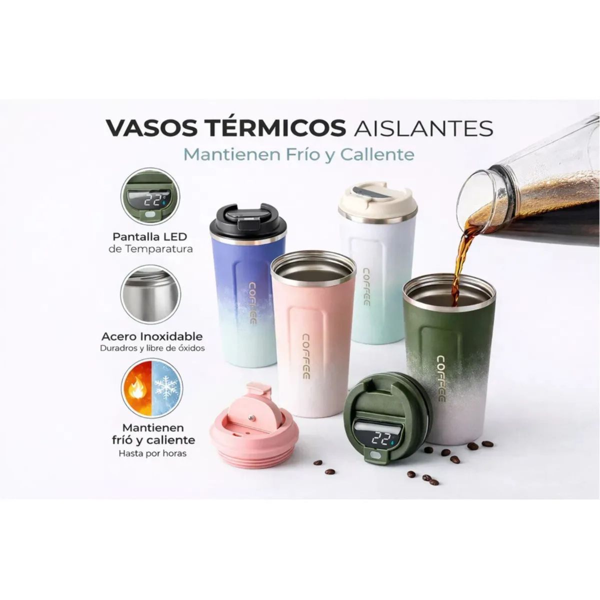 MOVI - VASO TERMICO PARA FRIO Y CALIENTE CON PANTALLA LED DE TEMPERATURA