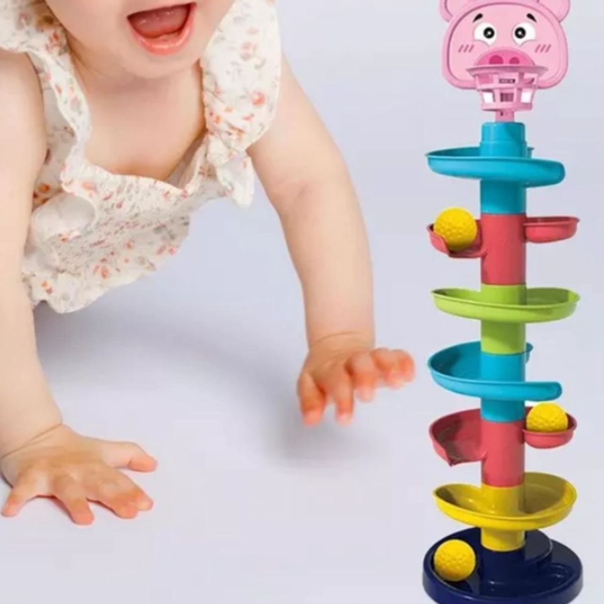 GENERICO - JUGUETE TORRE PELOTA GIRATORIA PARA BEBE 5 NIVELES CHANCHITO