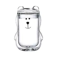 GENERICO - Vaso Vidrio Osito Con Tapa 350ml