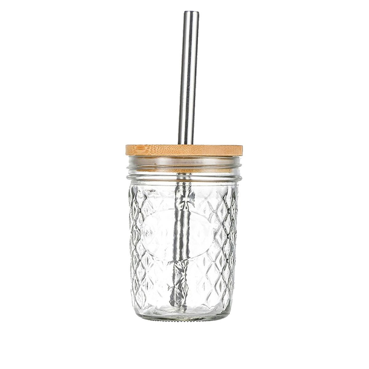 GENERICO - Vaso Boba Tapa Madera y Bombilla 500ml
