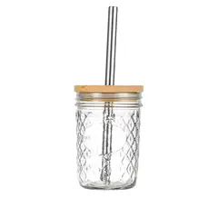 GENERICO - Vaso Boba Tapa Madera y Bombilla 500ml
