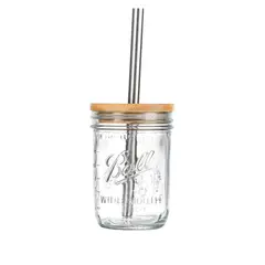 GENERICO - Vaso Tapa Madera y Bombilla 500ml