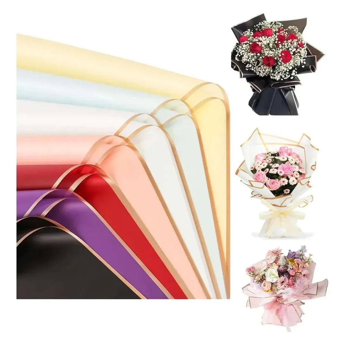 GENERICO - 140 Pliegos Papel Celofan Coreano, Ramos, Arreglos Flores