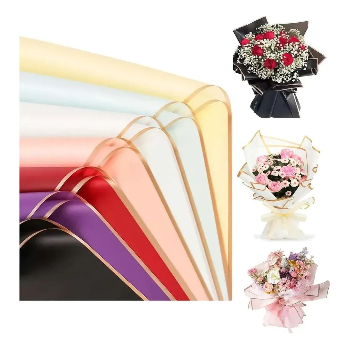 GENERICO - 140 Pliegos Papel Celofan Coreano, Ramos, Arreglos Flores