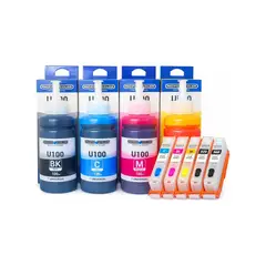 PACIFIC COLOR - Pack Cartuchos Recargables Canon Ix6810 + Tinta 4 Colores