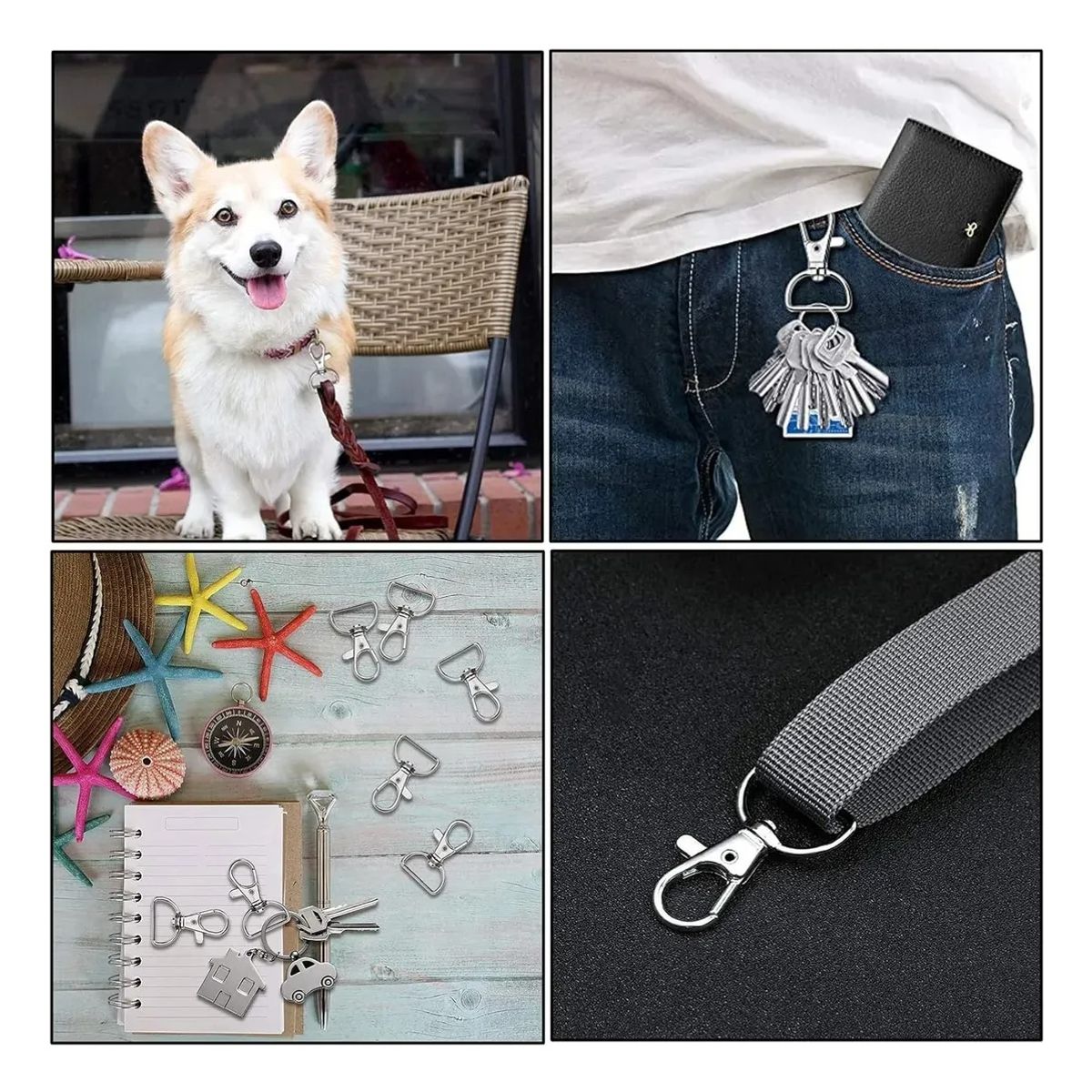 GENERICO - 100× Llavero De Mosquetón Giratorio,ancho Interior 25 Mm