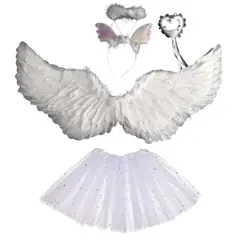 ATURE - Traje De Ángel/demonio Para Halloween - Conjunto Infantil De 4 Piezas Blanco