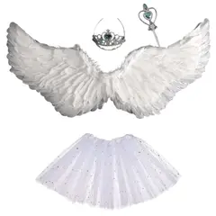 ATURE - Traje De Ángel/demonio Para Halloween - Conjunto Infantil De 4 Piezas Blanca