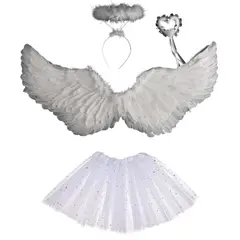 ATURE - Traje De Ángel/demonio Para Halloween - Conjunto Infantil De 4 Piezas Blanco