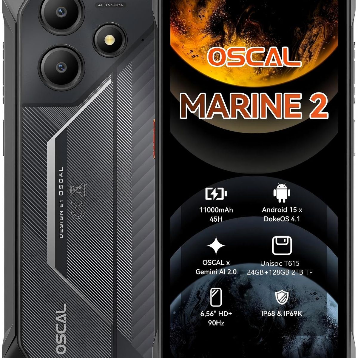 OSCAL - OSCAL Marine 2 Celular 24GB+128GB Android 15 Smartphone