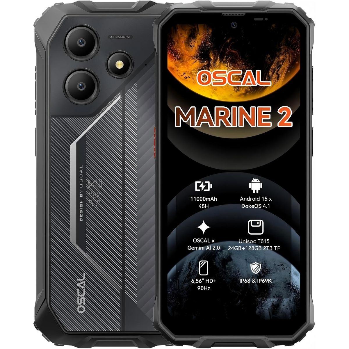 OSCAL - OSCAL Marine 2 Celular 24GB+128GB Android 15 Smartphone