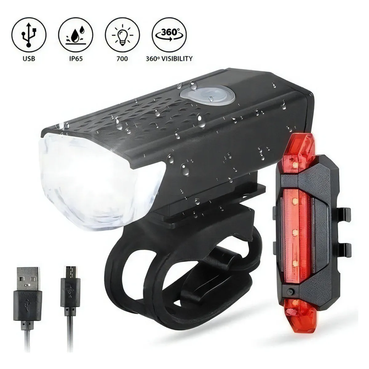 VIDA BUENAS - Pack Luz Bicicleta Delantera Y Trasera Recargable Por Usb