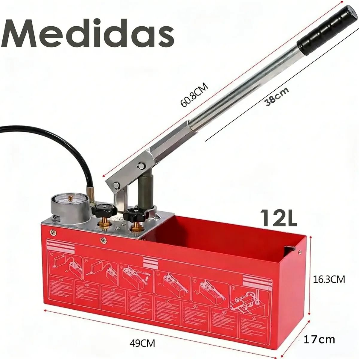 GENERICO - Bomba Manual Prueba De Presión Hidráulica 0-60bar 45 Ml/min