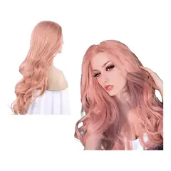 GENERICO - Peluca Naturales Larga Pelo Lacio De Mujer + Red De Peluca Rosa Talla Única