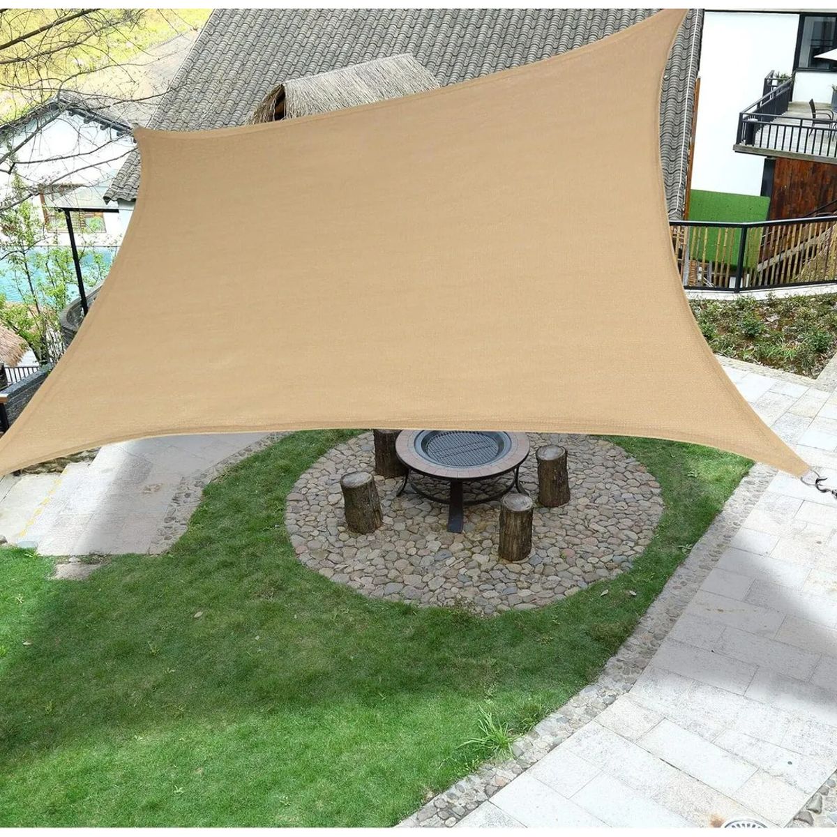 GENERICO - Toldo Vela Sombra de Malla HDPE Rectangular 3x2 m Beige
