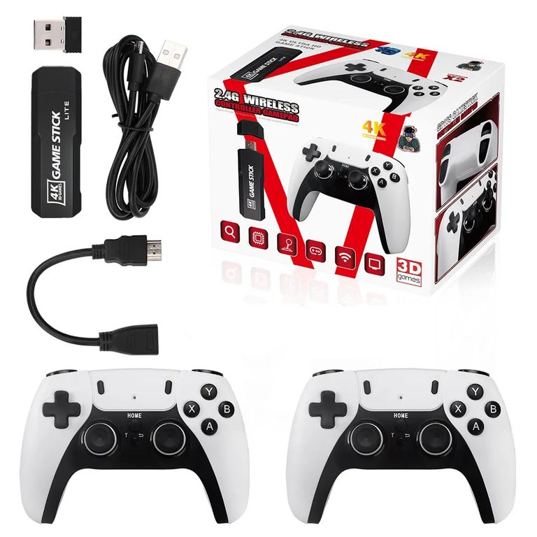 CORRERREY Consola Stick de videojuegos mando inalámbrico doble de 37000 juegos