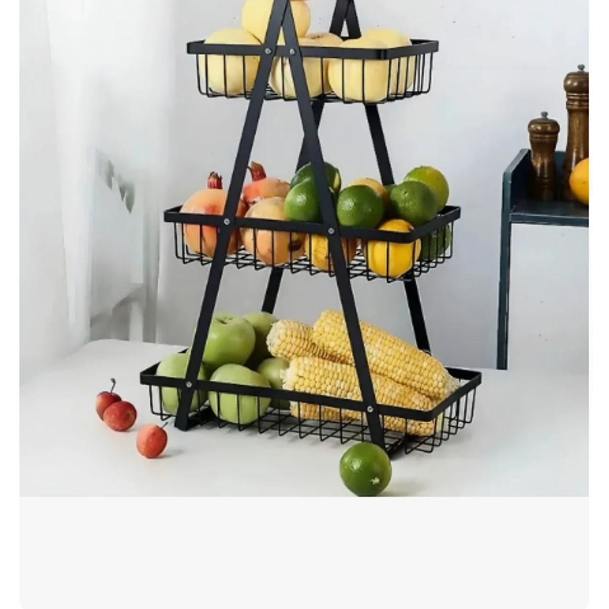 GENERICO - Canasto De Mesa 3 Niveles Frutero, Panero, Hortalizas Metalico