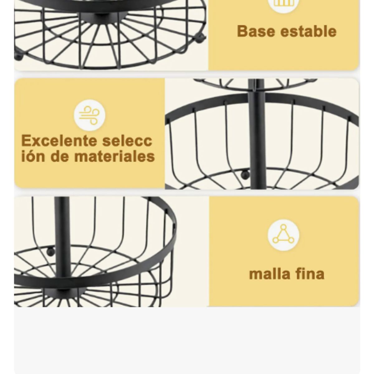 GENERICO - Frutero De Mesa Panera Organizador Cocina 3 Niveles