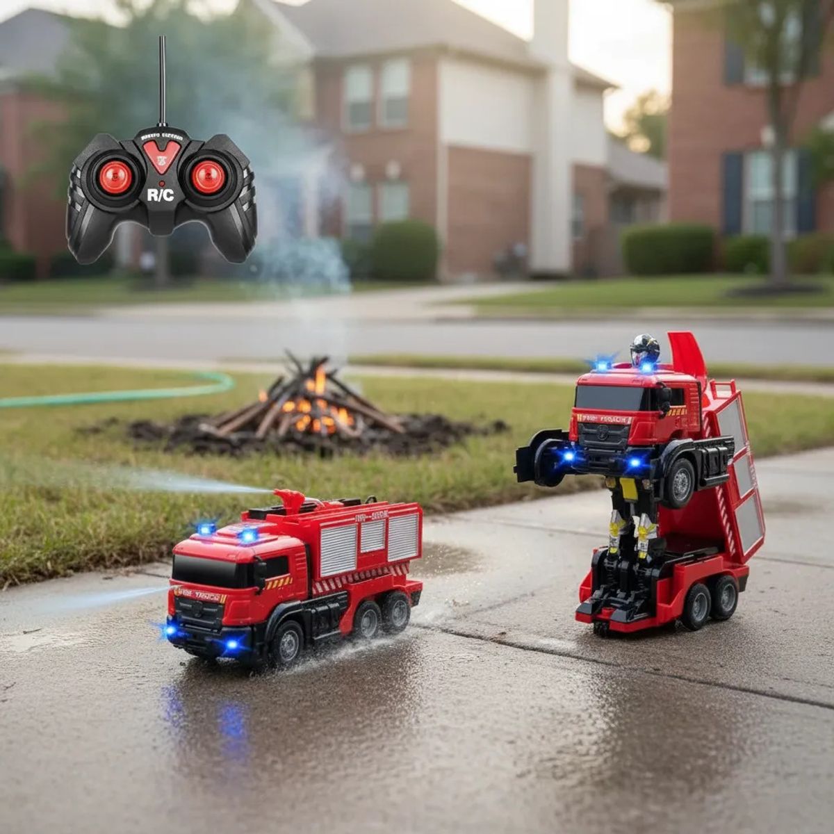VIDA BUENAS - Auto A Control Remoto Transformer Bombero Lanza Agua