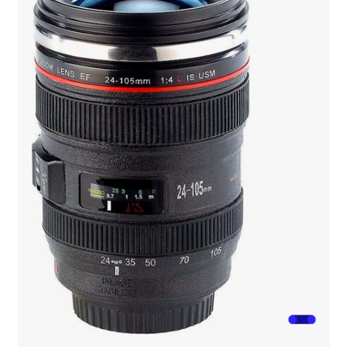 GENERICO - Termo Taza Vaso Forma Lente Fotográfico Acero Inox Con Tapa
