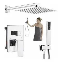 GENERICO - Kit Set Plato Ducha Brazo Y Monomando Teléfono 2 Funciones
