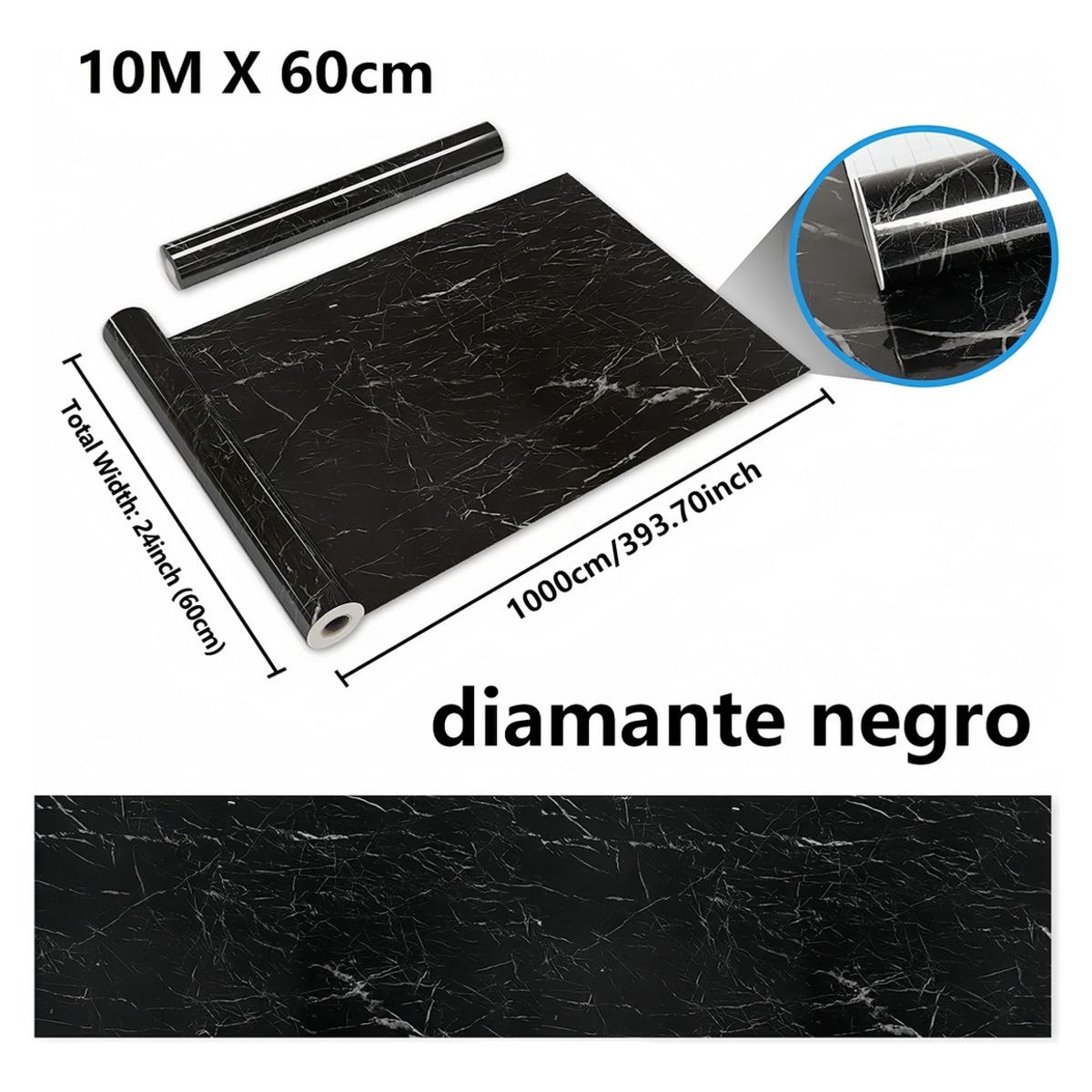 VIDA BUENAS - Papel Tapiz Patrón De Mármol Resistente Agua Aceite 10x0.6m