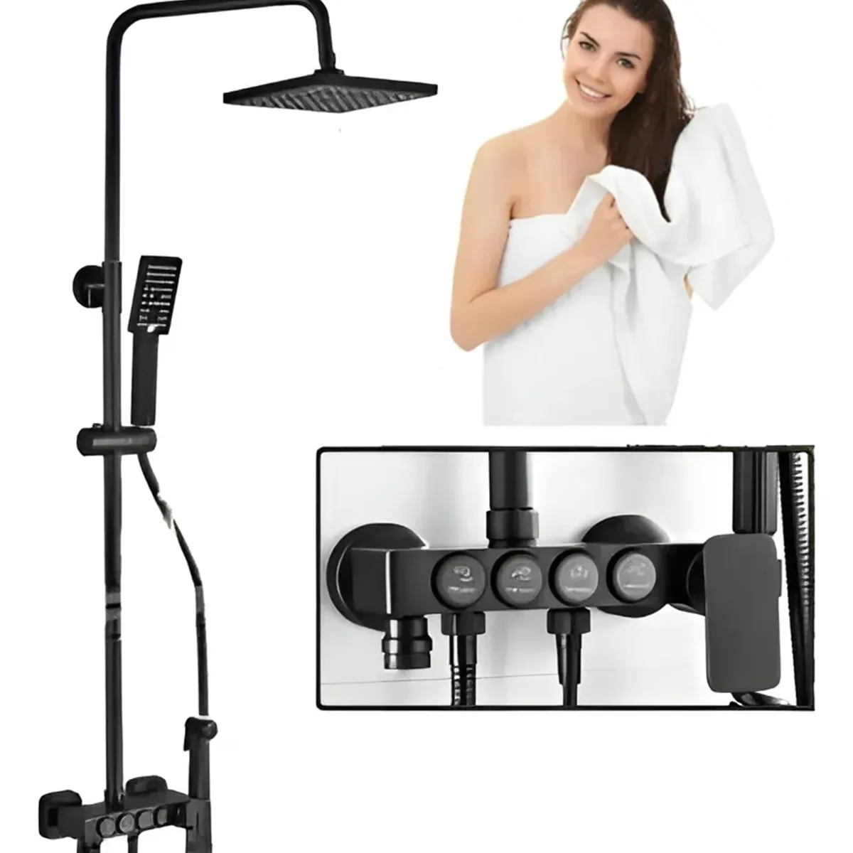 GENERICO - Grifos Ducha Empotrados Set Regadera Negro Para Baño