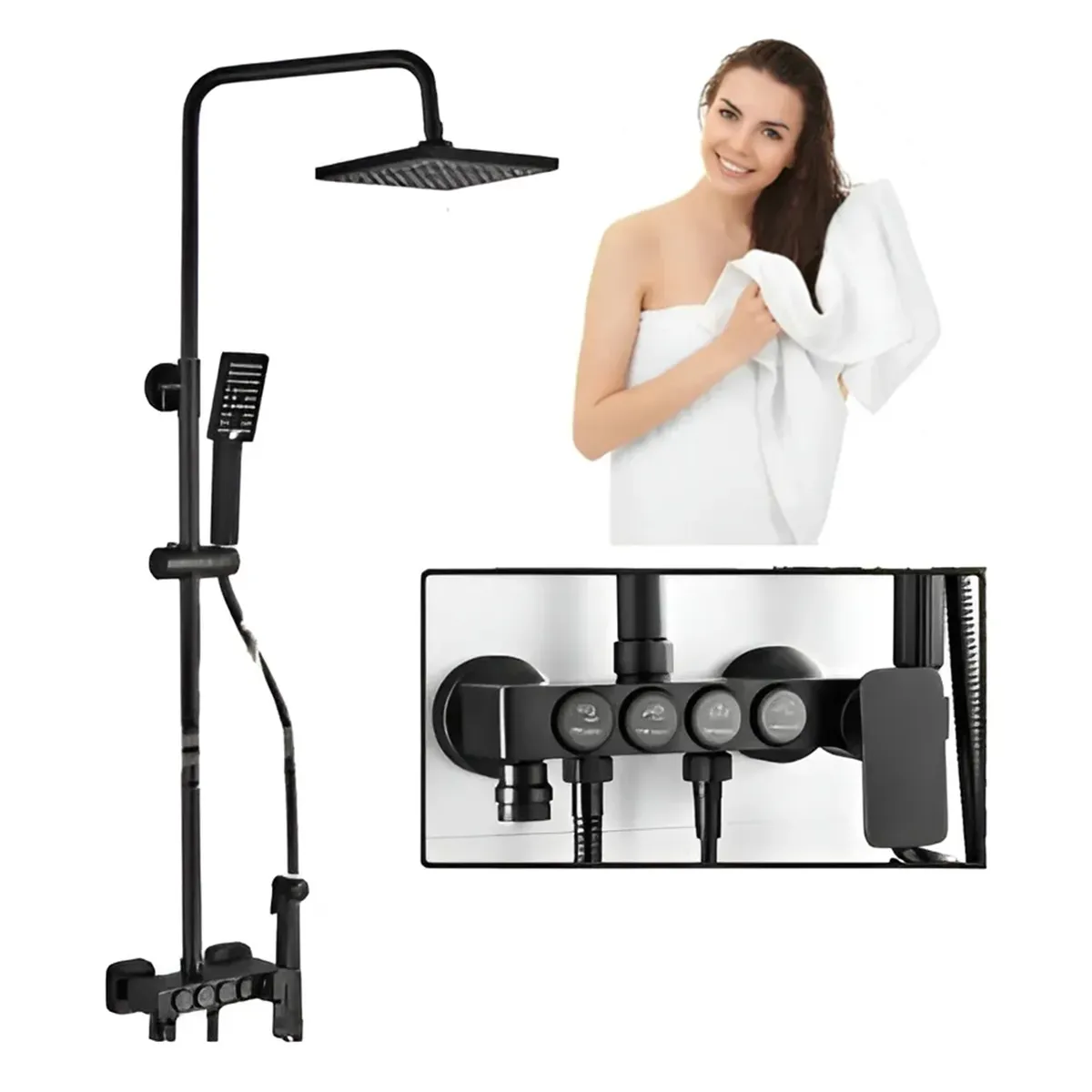 GENERICO - Grifos Ducha Empotrados Set Regadera Negro Para Baño