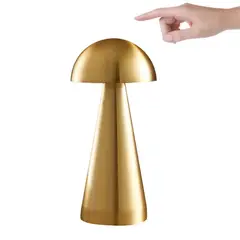 HOME NEAT - Lámpara De Mesa LED Regulable Forma De Hongo Metálico - Oro