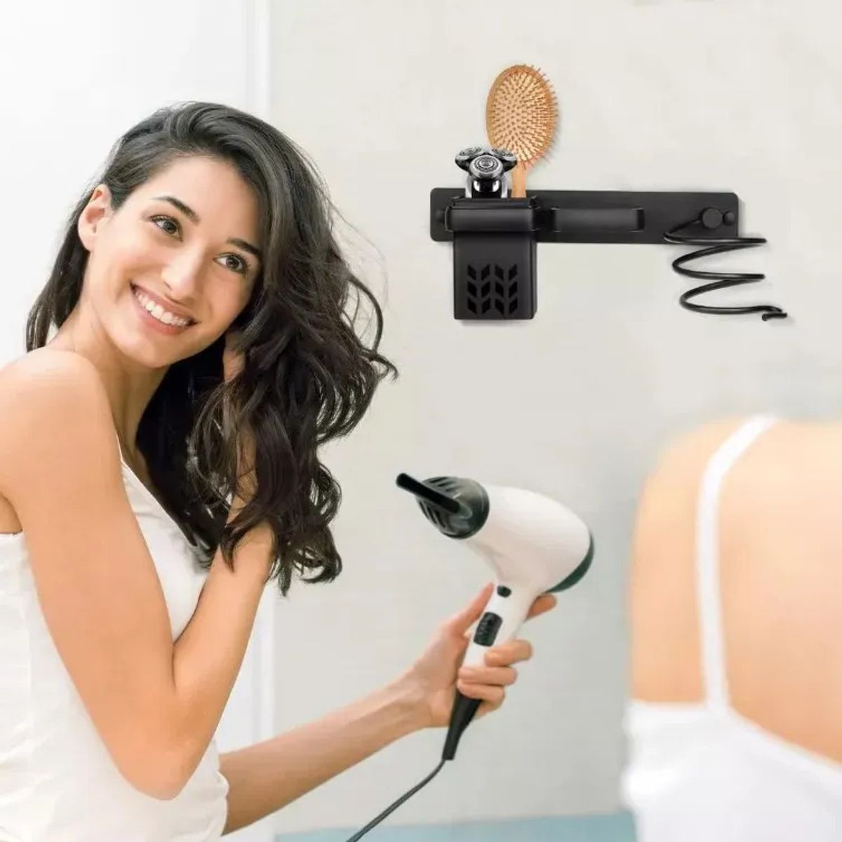 U BUY - Soporte Porta Secador Baños De Pelo Metálico Adhesivo