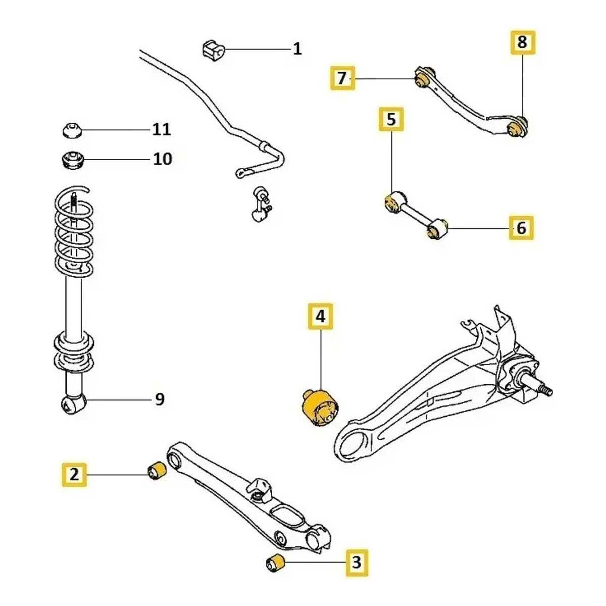 GENERICO - Kit Bujes Suspensión Trasera Para Jeep Compass Dodge Caliber