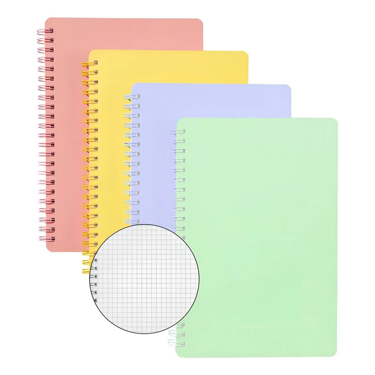 GENERICO - 80 Hojas Cuadernos Espiral A5 Para Escuela Oficina 4pcs- Cuadrícula